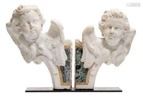 A PAIR OF WINGED ANGEL HEADS