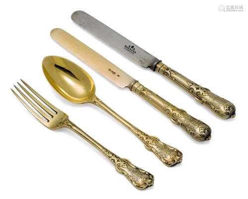 SILVER-GILT CUTLERY SET FOR DESSERTS