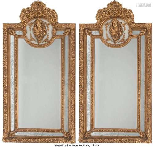 A Pair of French Louis XVI-Style Gilt and Painte