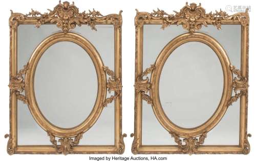 A Pair of French Louis XV-Style Gilt Mirrors 56