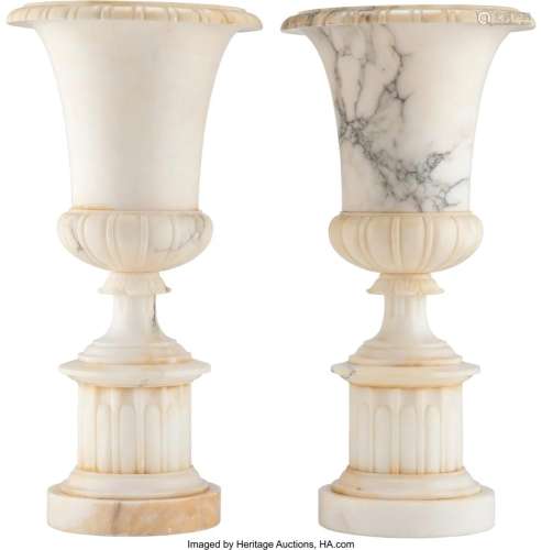A Pair of Continental Onyx Torchieres, circa 190