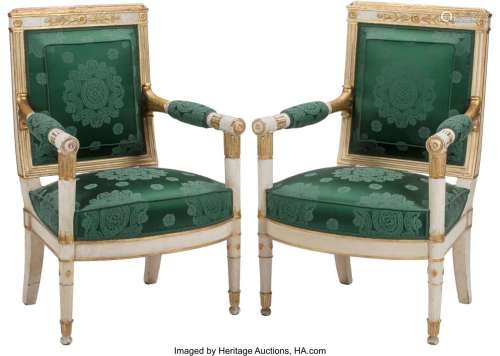 A Pair of French Louis XVI-Style Painted and Par