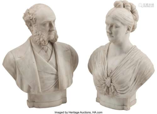A Pair of English Carrara Marble Busts, 1876-187