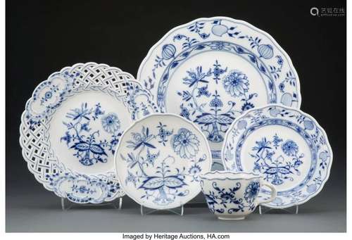 A Seventy-Six-Piece Meissen Blue Onion Pattern P