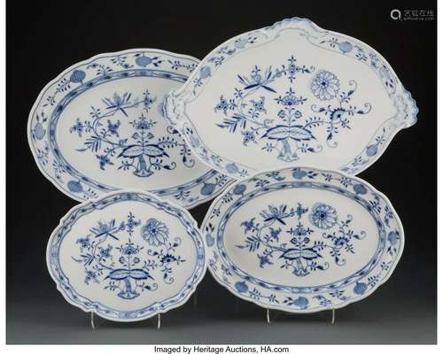 A Group of Four Meissen Blue Onion Pattern Porce