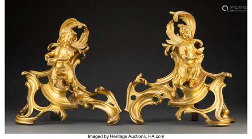 A Pair of French Louis XV-Style Gilt Bronze Figu