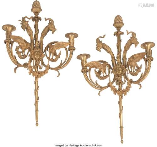 A Pair of French Louis XV-Style Gilt Bronze Two-