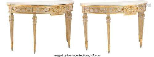 A Pair of French Neoclassical Painted and Parcel