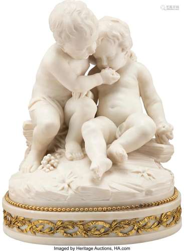 An Italian Carved Carrara Marble Putti Figural G