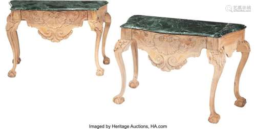 A Pair of George III Carved Wood Side Tables wit