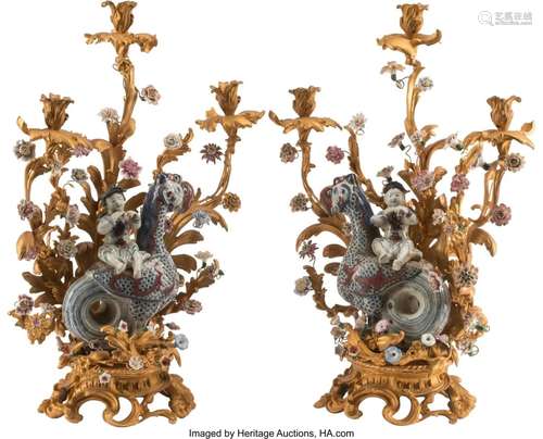 A Pair of French Louis XV-Style Gilt Bronze Moun