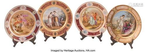 A Set of Four Royal Vienna Porcelain Plates, 19t