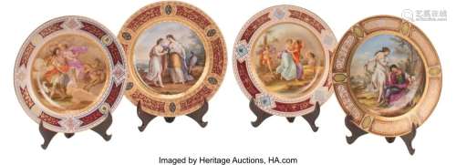 A Set of Four Royal Vienna Porcelain Plates, 19t