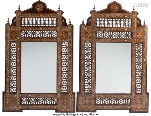 A Pair of Levantine Inlaid Mirrors 60 x 37-1/2 i