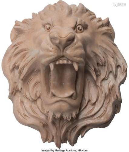 An Italian Carved Marble Lion Fountainhead 18 x