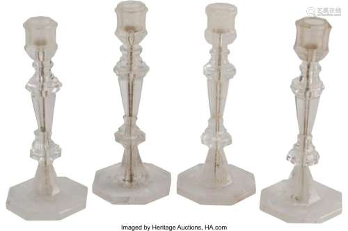 A Set of Four Carved Rock Crystal & Glass Candlesticks 9