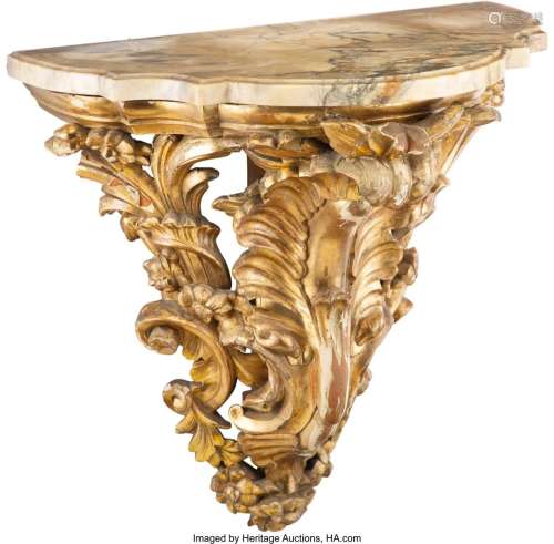 A French Carved Giltwood Bracket with Marble Top