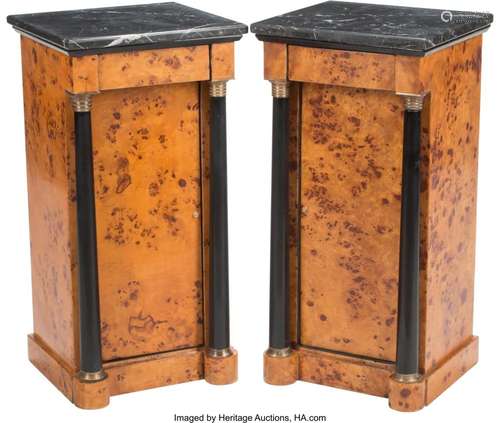 A Pair Biedermeier-Style Partial Ebonized Burl E