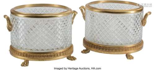 A Pair of Baccarat-Style Gilt Bronze Mounted Cut