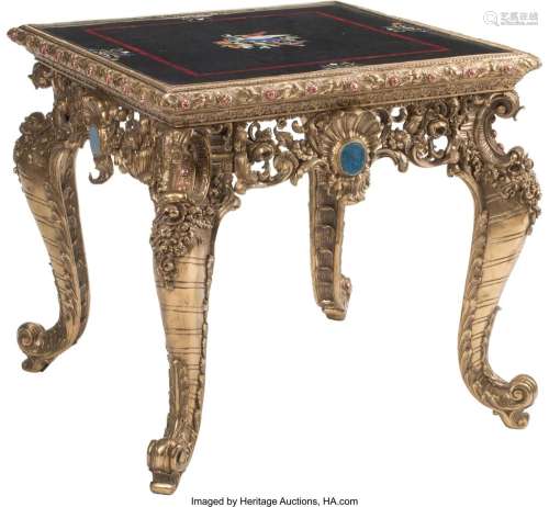 A French Baroque-Style Gilt Bronze Table with Fl