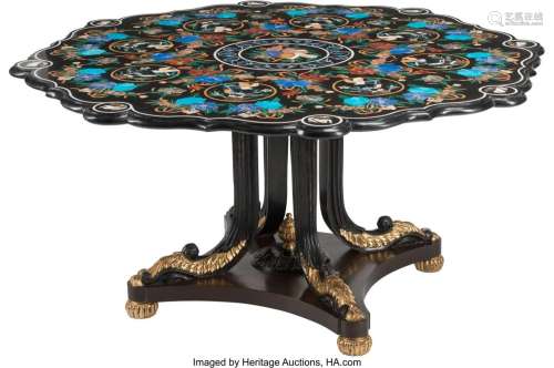 An Italian Semi-Precious Stone Inlaid Table on a