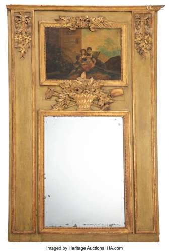 A French Carved Giltwood Trumeau Mirror, late 18