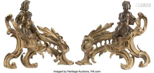 A Pair of French Louis XV-Style Gilt and Patinat