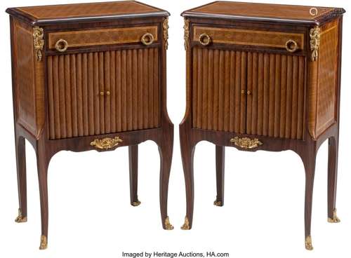 A Pair of French Transitional-Style Parquetry In