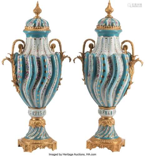 A Pair of French Sèvres-Style Gilt Bronze-Mount