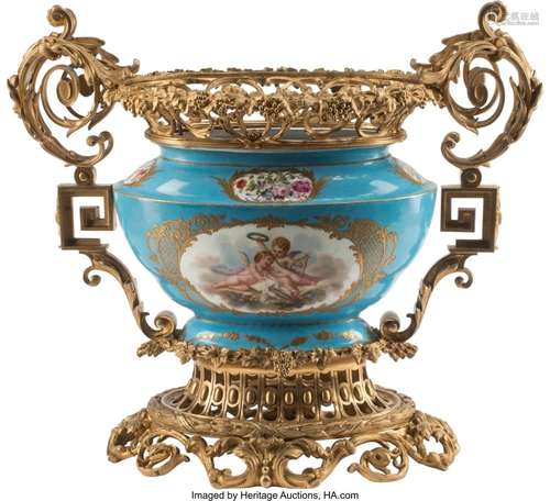 A French Sèvres-Style Gilt Bronze-Mounted Porce