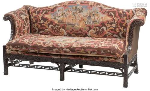 A Chinese Chippendale-Style Carved Wood Settee w