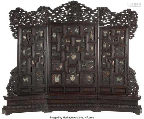 A Large Thirteen-Piece Chinese Floor Screen 100