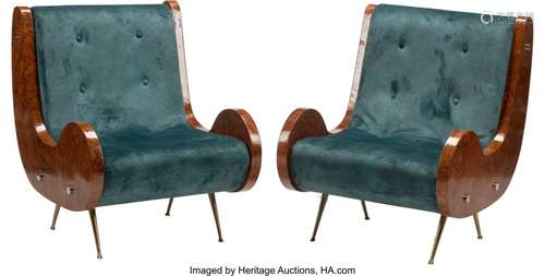 A Pair of French Art Deco-Style Blue Upholstered