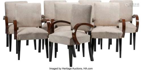 A Set of Eight Art Deco-Style Upholstered Armcha