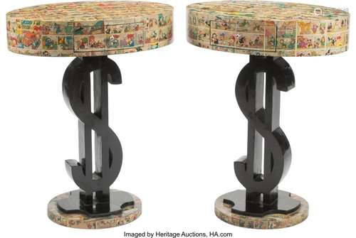 A Pair of Art Moderne Tables with Comic Book Ven