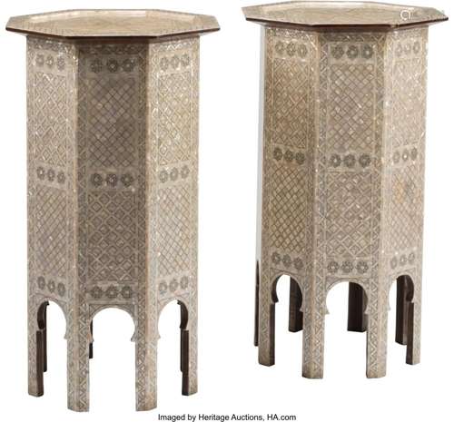 A Pair of Moorish Mother of Pearl Inlaid Octagon