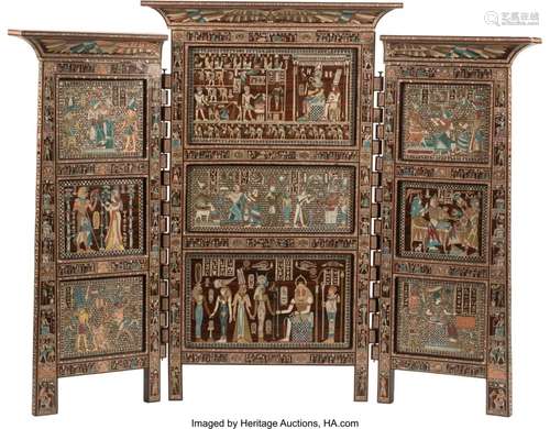 An Egyptian-Revival Double-Sided Inlaid Three Pa