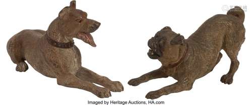 Two Austrian Cold-Painted Bronze Dogs 3 x 2-1/2