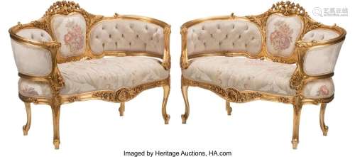 A Pair of French Louis XV-Style Carved Giltwood