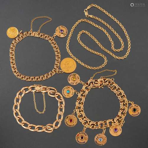 Conjunto de tres pulseras de calabrote y cadena sogueada en ...