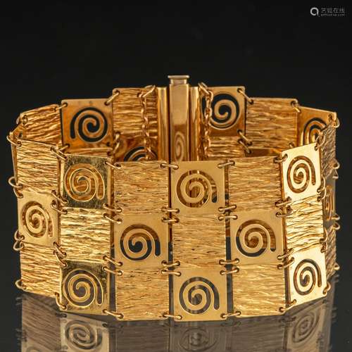 Pulsera ancha en oro amarillo de 18 kt