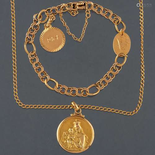 Conjunto de cadena con medalla de Dios Padre y pulsera en or...