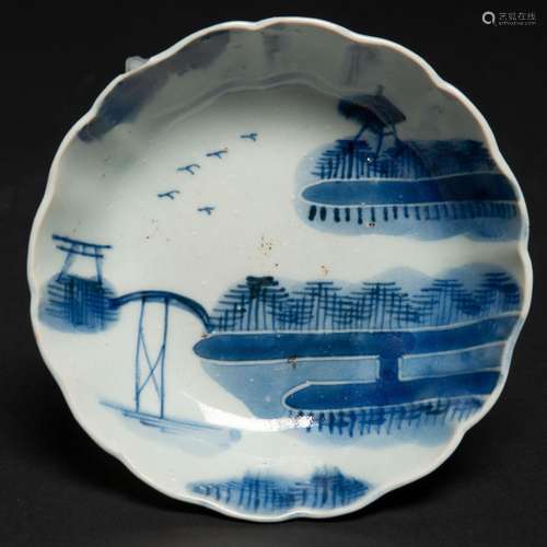 Cuenco en porcelana china azul y blanca del siglo XIX