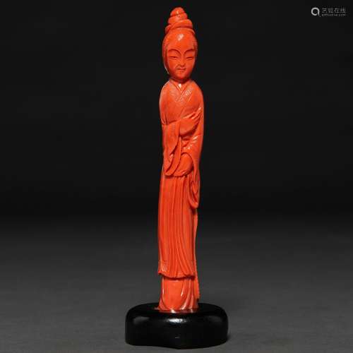 "Dama" Figura escultórica realizada en coral rojo ...