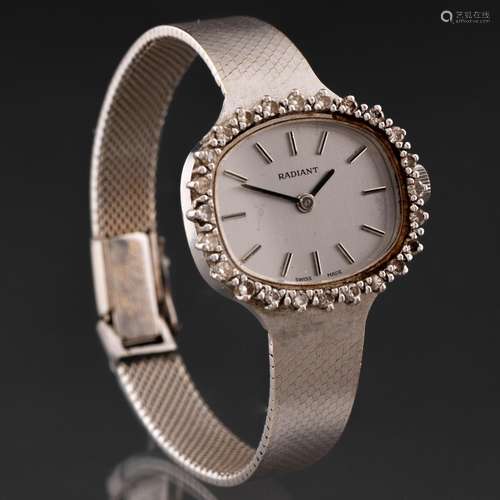 RADIANT, Reloj joya de dama en oro blanco de 18kt con orla d...