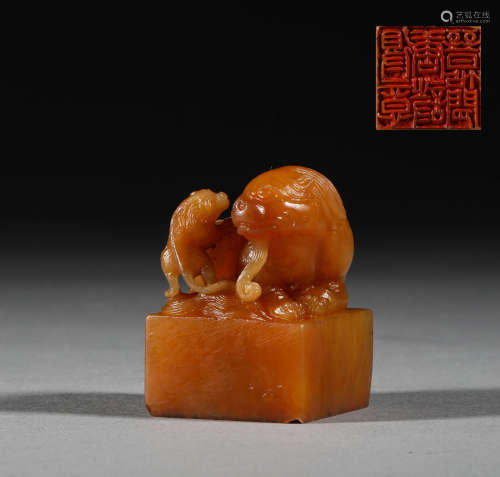 In the Qing Dynasty, Shoushan Tian Huangshi animal button se...