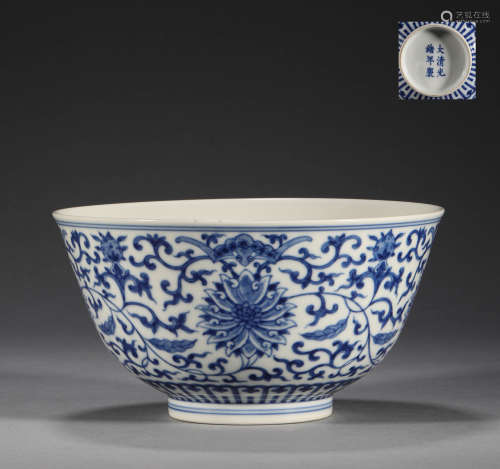Qing Dynasty, blue and white tangled bowl