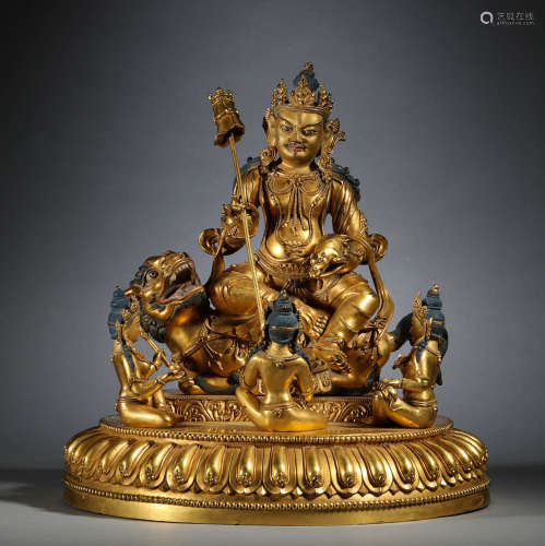 In the Ming Dynasty, the bronze gilded God of wealth