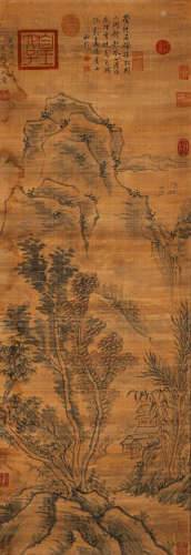 Huang Gongwang, silk landscape vertical axis