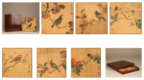 Yu Feichang, silk flower and bird paintings